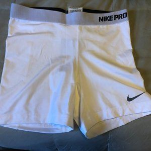 White Nike Pro Women's Compression Training Shorts